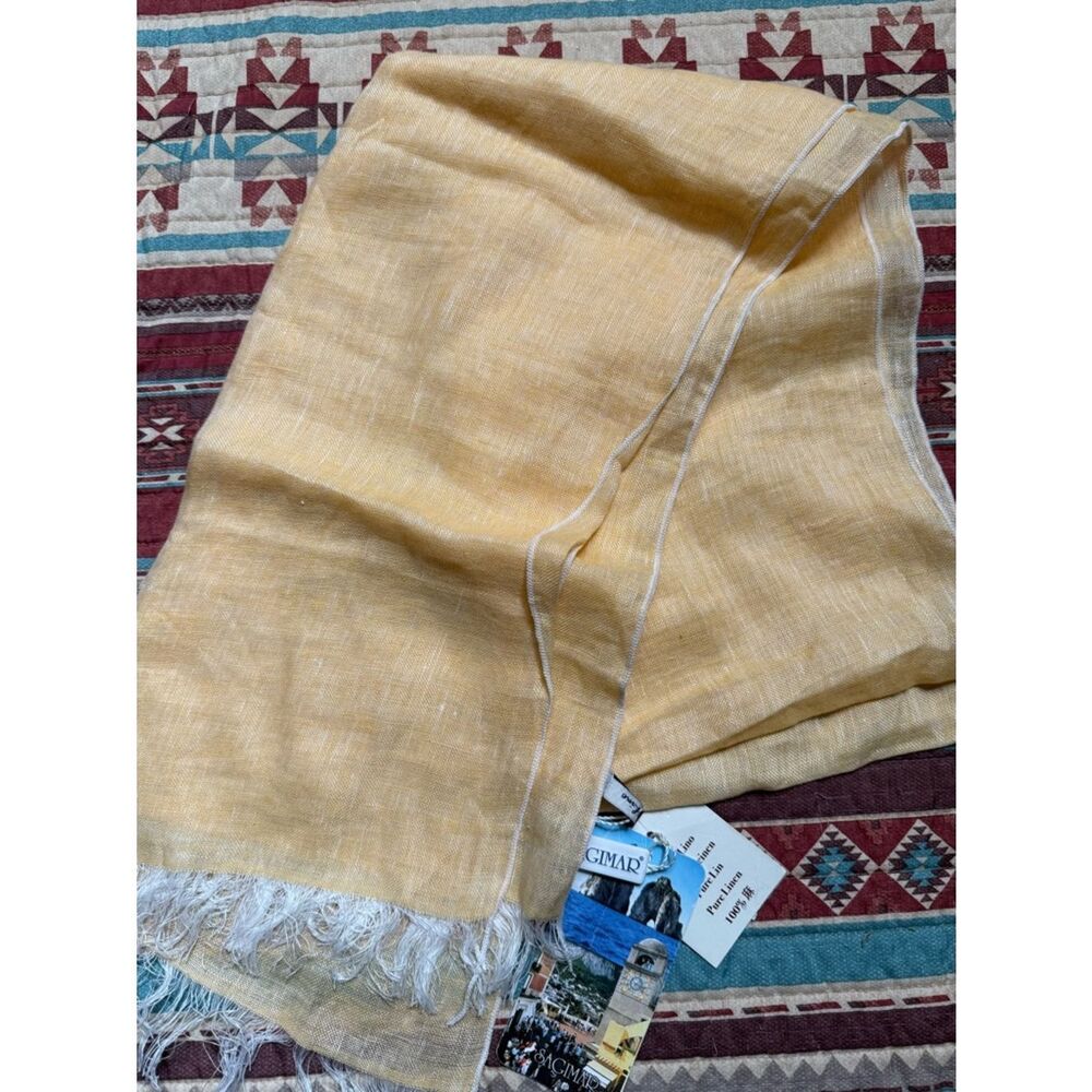 NWT Sagimar Yellow Linen Scarf - Picture 3 of 4